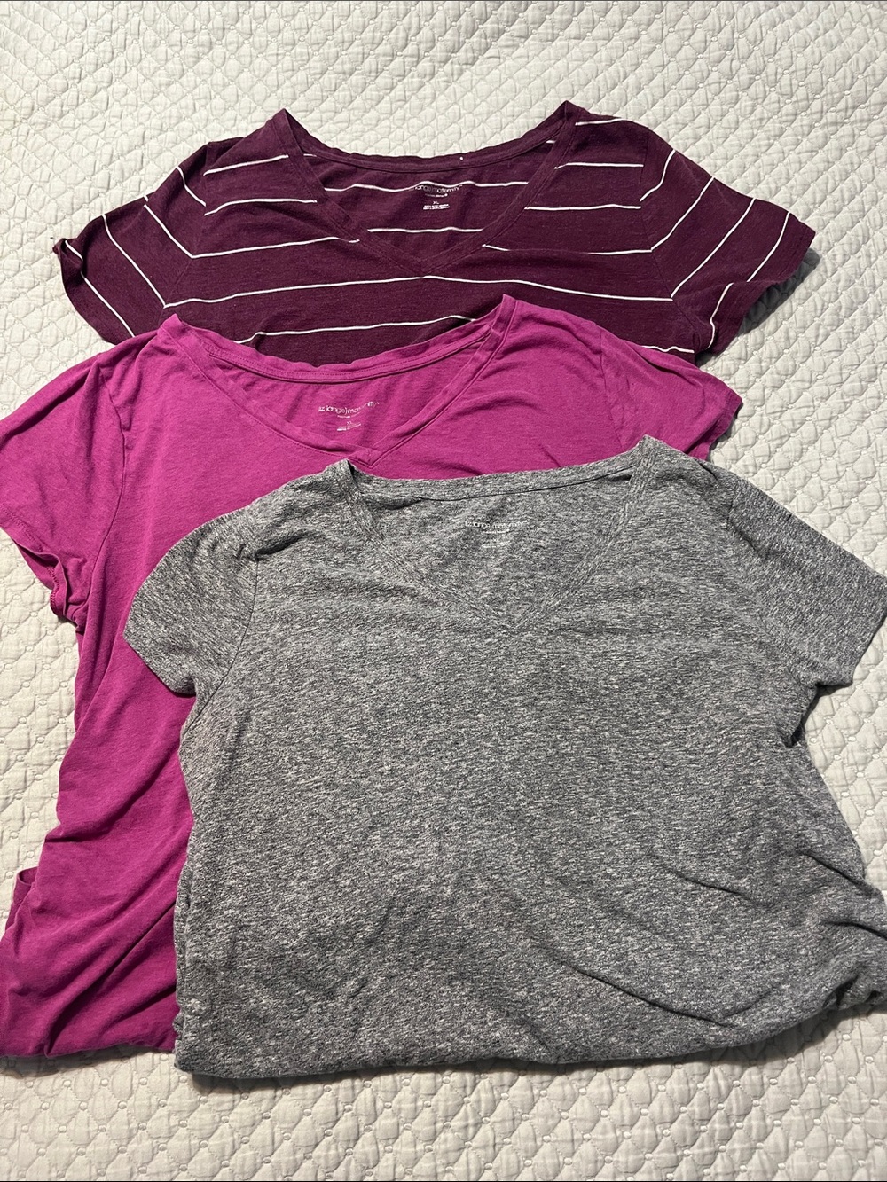 Liz Lange Short Sleeve Tee Set — Plum, Magenta & Gray